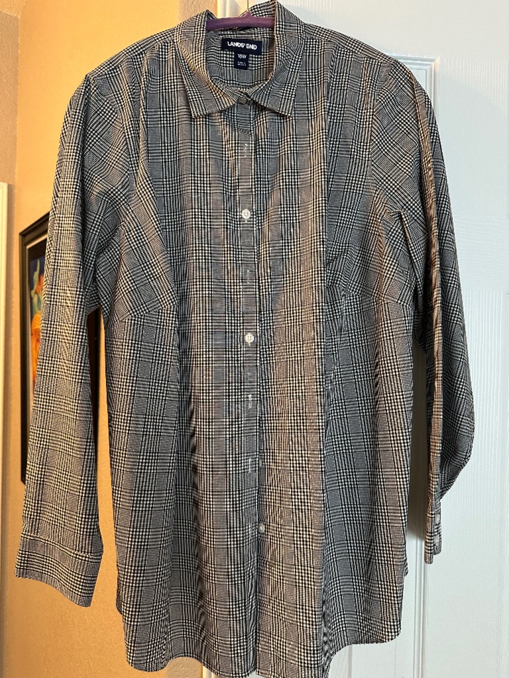 Lands' End 18W No Iron 100% Supima Cotton Long Sleeve Button Down Shirt